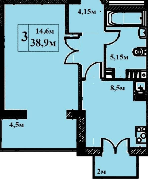 Продажа 1-комнатной квартиры 39.8 м², Генерала Бочарова ул.