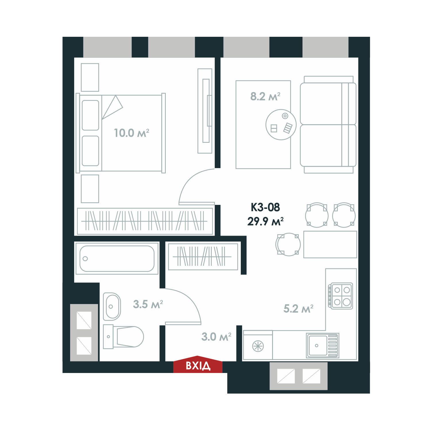 1-комнатная 29.9 м² в ЖК Atria City.Teremky от 32 000 грн/м², пгт Чабаны