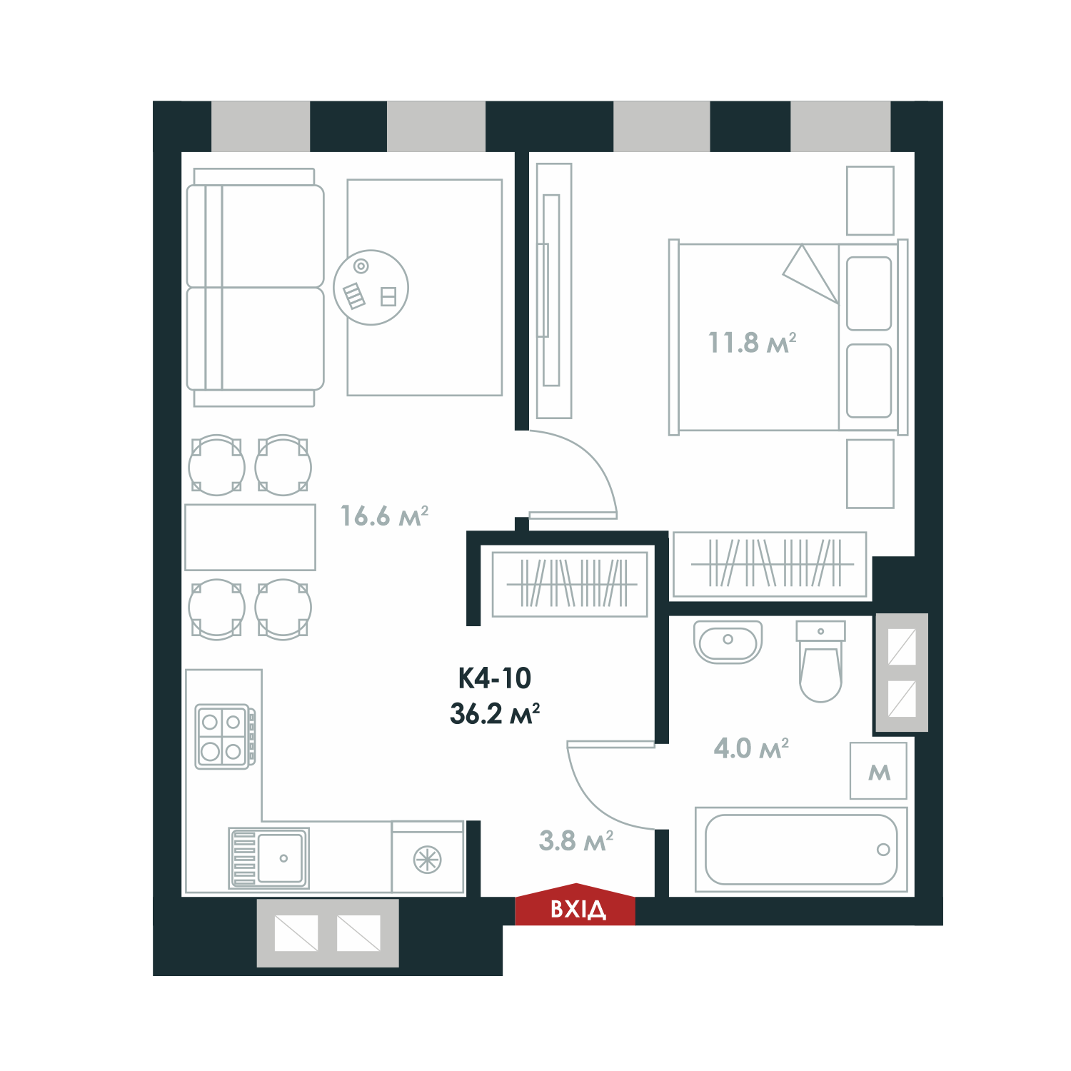 1-комнатная 36.2 м² в ЖК Atria City.Teremky от 32 000 грн/м², пгт Чабаны