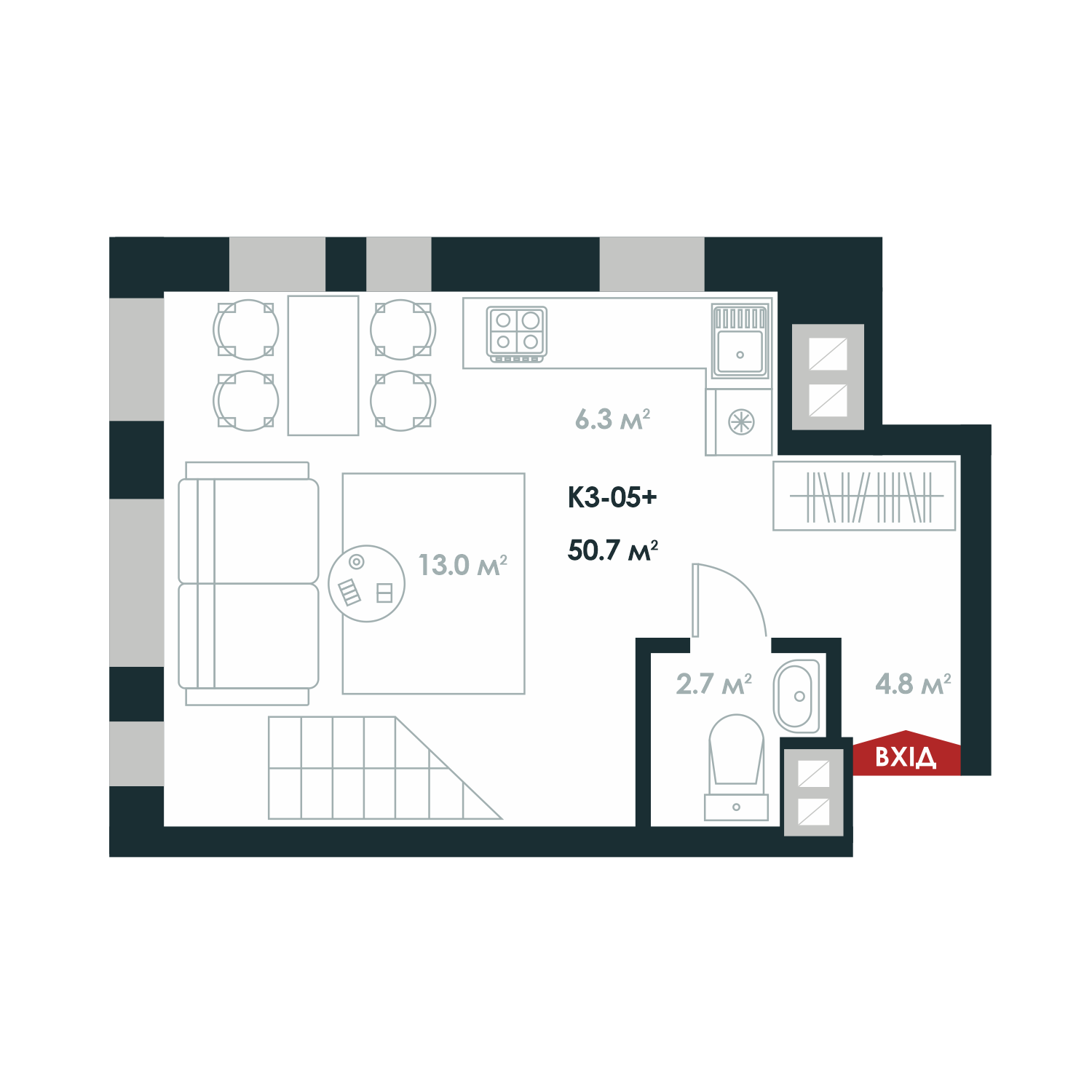 Двухуровневая 50.7 м² в ЖК Atria City.Teremky от 32 000 грн/м², пгт Чабаны