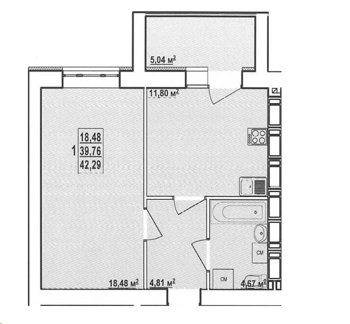 Продажа 1-комнатной квартиры 42 м², Заливная ул., 6