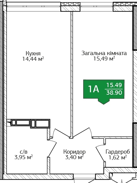 Продажа 1-комнатной квартиры 42 м²