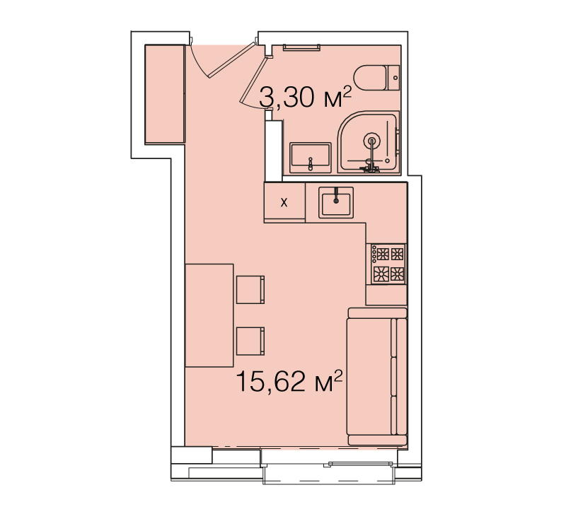 1-кімнатна 18.92 м² в ЖК Smart House від 78 000 грн/м², Львів