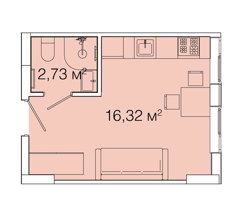 1-комнатная 19.05 м² в ЖК Smart House от 82 000 грн/м², Львов