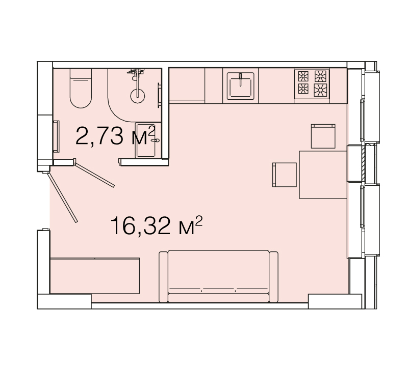 1-кімнатна 19.05 м² в ЖК Smart House від 85 570 грн/м², Львів