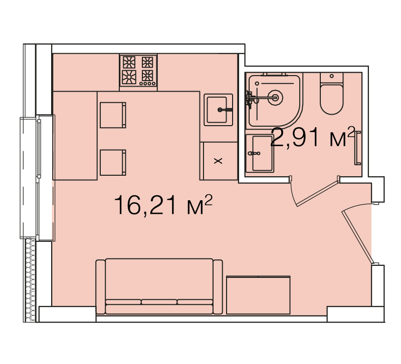 1-кімнатна 19.12 м² в ЖК Smart House від 79 799 грн/м², Львів