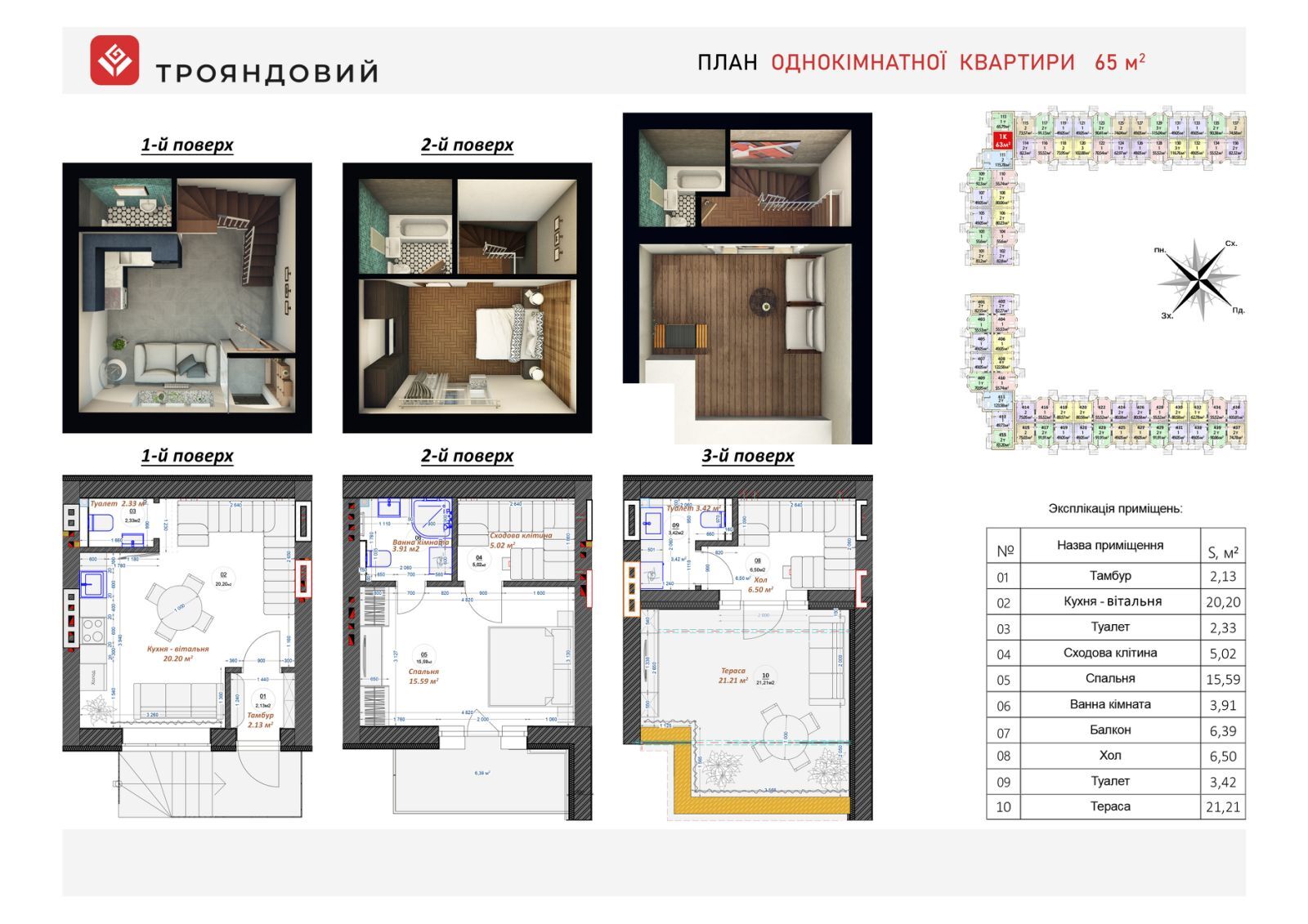 Двухуровневая 66 м² в ЖК Трояндовый от 30 000 грн/м², г. Бровары