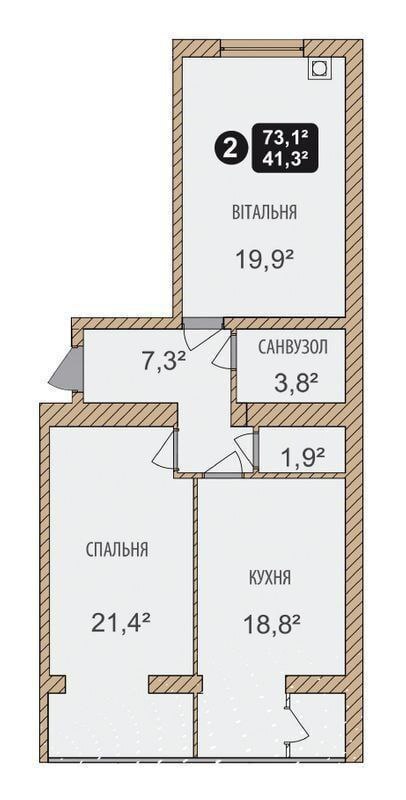 Продаж 2-кімнатної квартири 73.1 м², Озерна вул., 14