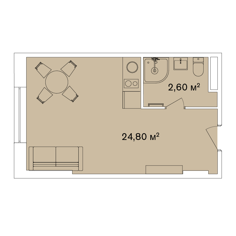 1-кімнатна 27.4 м² в Апарт-комплекс Smart Hill від 70 844 грн/м², м. Яремче