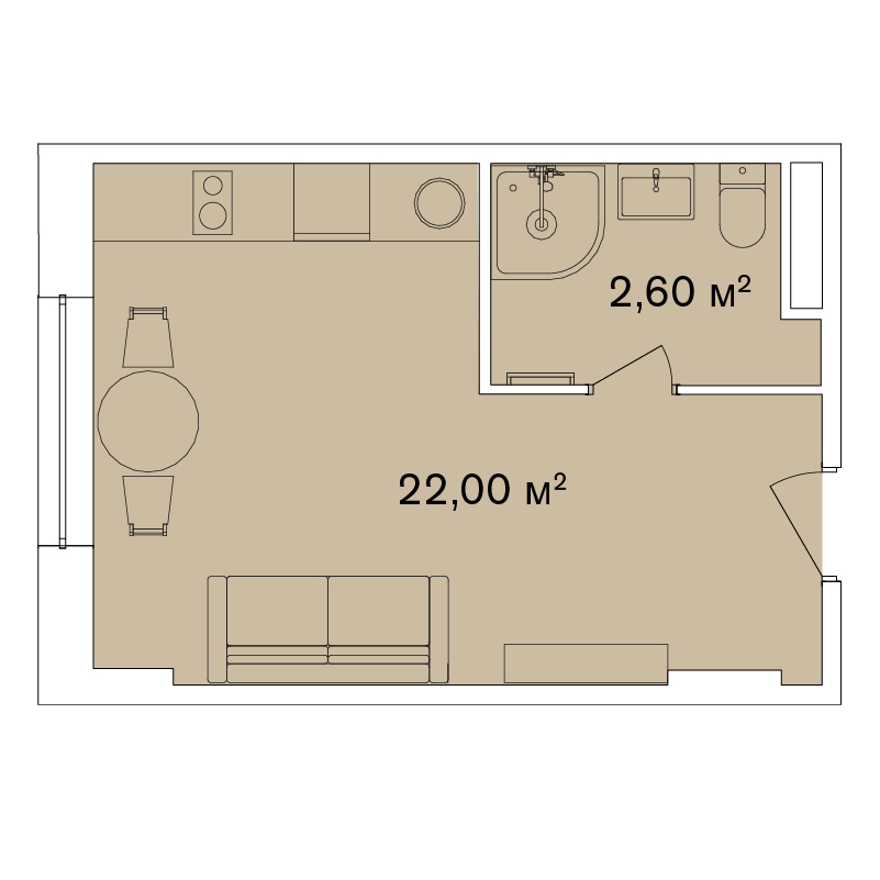 1-кімнатна 24.6 м² в Апарт-комплекс Smart Hill від 62 884 грн/м², м. Яремче