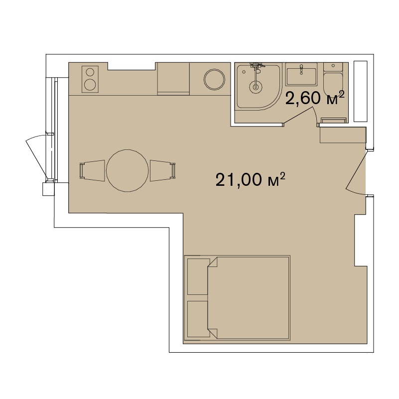 1-кімнатна 23.6 м² в Апарт-комплекс Smart Hill від 69 252 грн/м², м. Яремче