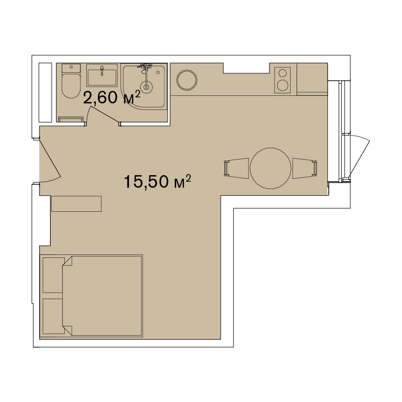 1-комнатная 23.4 м² в Апарт-комплекс Smart Hill от 69 252 грн/м², г. Яремче