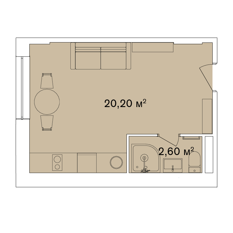 1-кімнатна 22.8 м² в Апарт-комплекс Smart Hill від 61 292 грн/м², м. Яремче