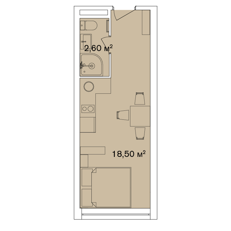 1-кімнатна 21.1 м² в Апарт-комплекс Smart Hill від 63 680 грн/м², м. Яремче