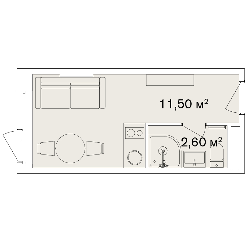 1-кімнатна 14.1 м² в Апарт-комплекс Smart Hill від 83 182 грн/м², м. Яремче