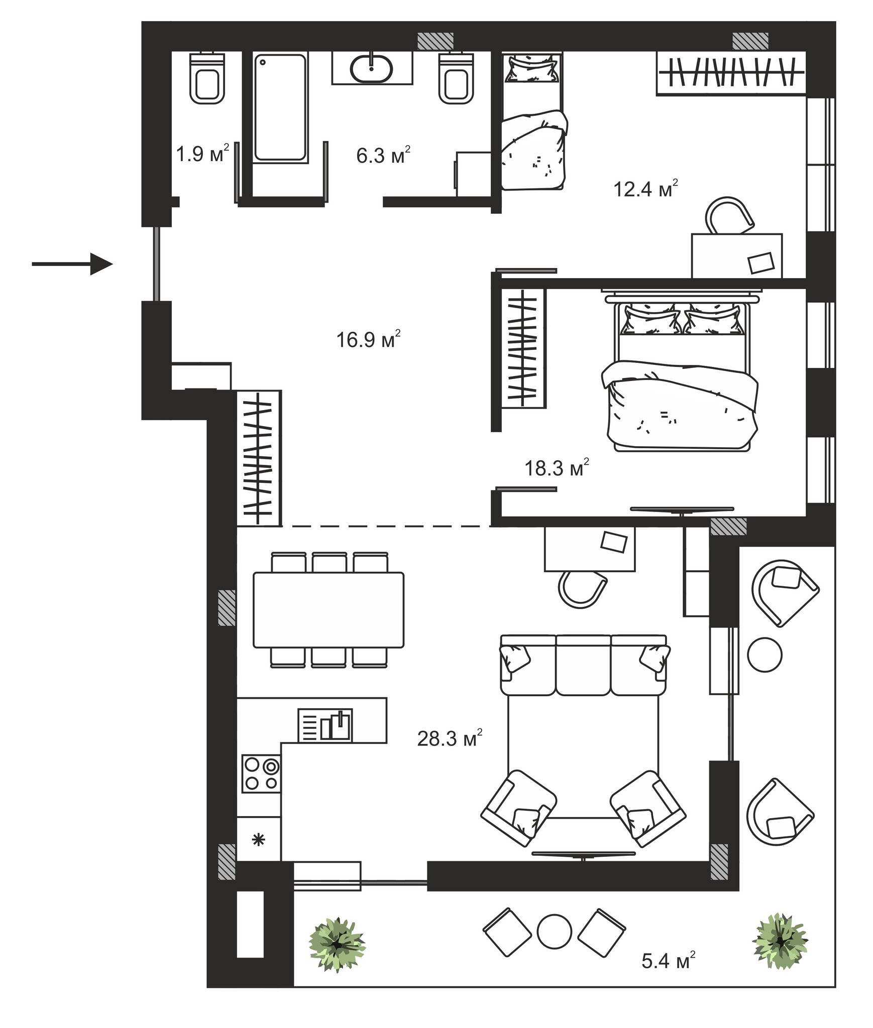 2-кімнатна 89.5 м² в ЖК Sky Towers від 48 158 грн/м², м. Тячів