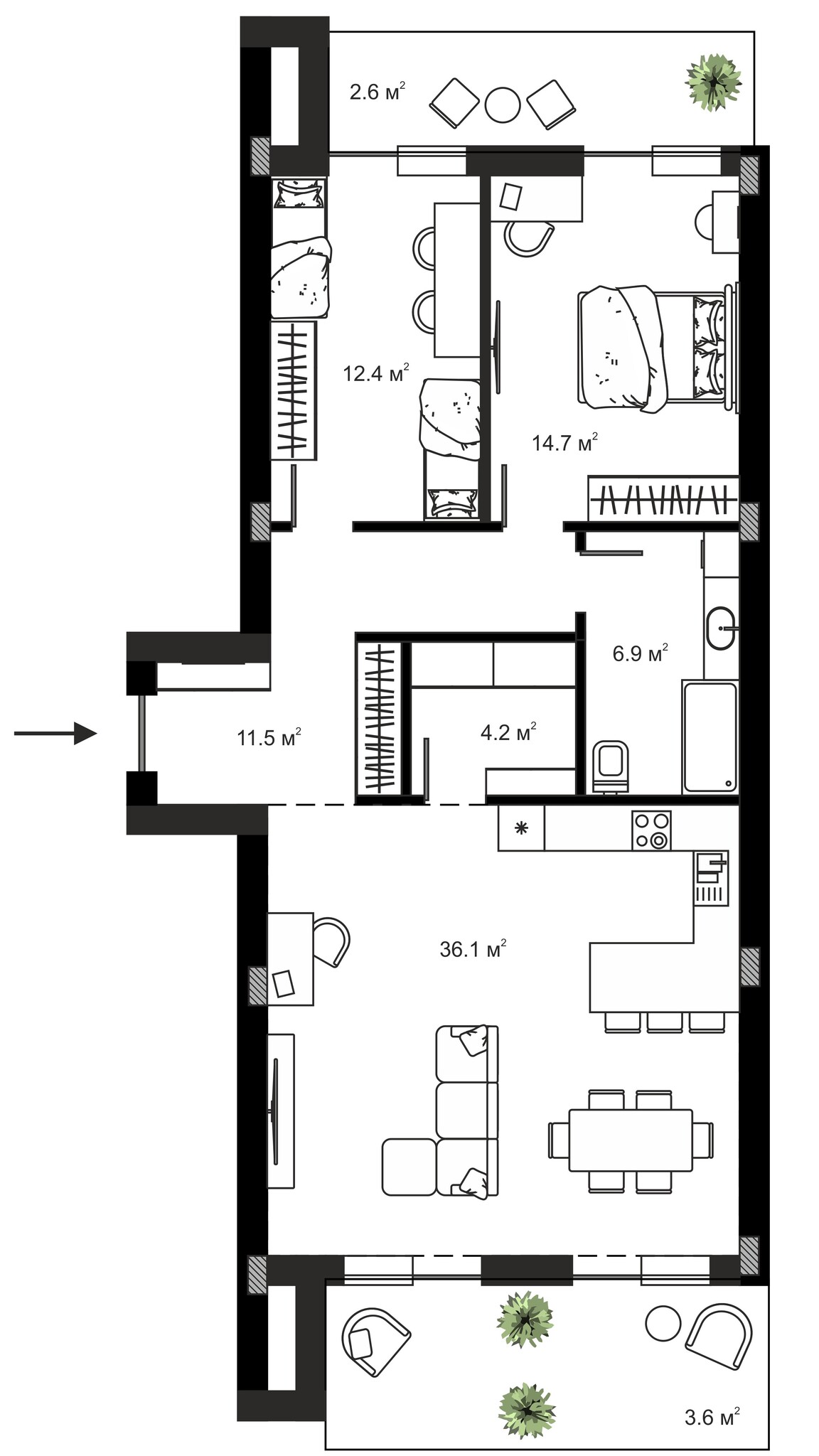 3-комнатная 92 м² в ЖК Sky Towers от 48 158 грн/м², г. Тячев