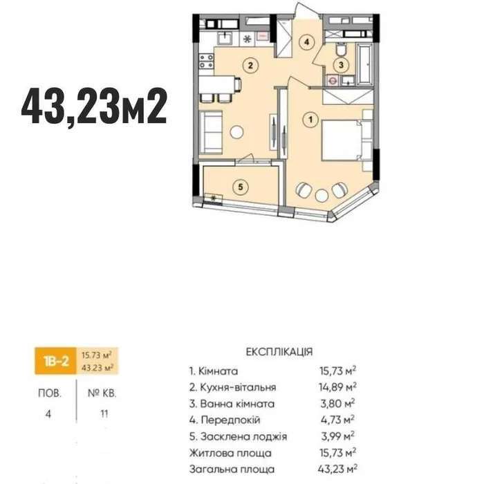 Продажа 1-комнатной квартиры 43 м², Берковецкая ул., 6