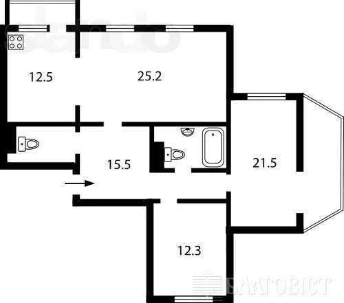 Оренда 3-кімнатної квартири 100 м², Харківське шосе, 56