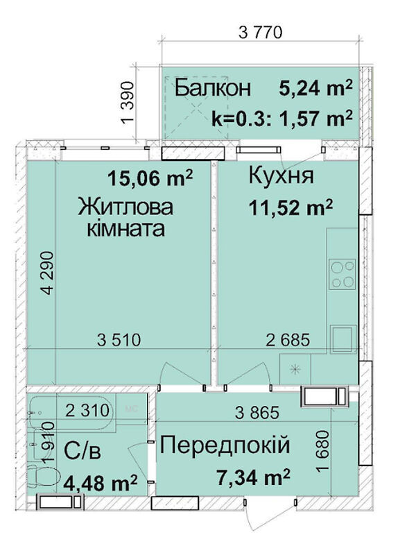 Продаж 1-кімнатної квартири 40 м², Метрологічна вул., 148