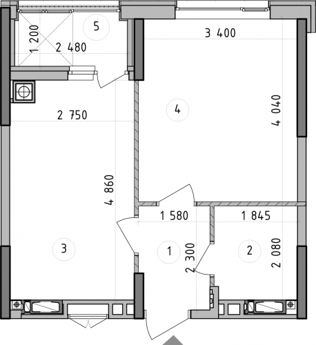 1-кімнатна 37.5 м² в ЖК Оптимісто від 36 500 грн/м², с. Гатне