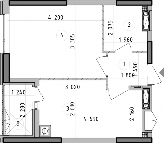 1-комнатная 34.66 м² в ЖК Оптимісто от 49 900 грн/м², с. Гатное