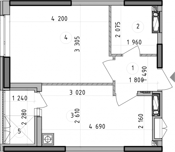 1-кімнатна 34.66 м² в ЖК Оптимісто від 49 900 грн/м², с. Гатне