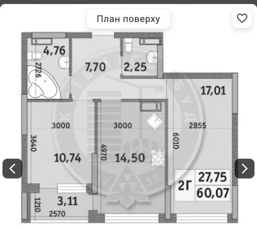 Продажа 2-комнатной квартиры 60 м², Причальная ул., 7