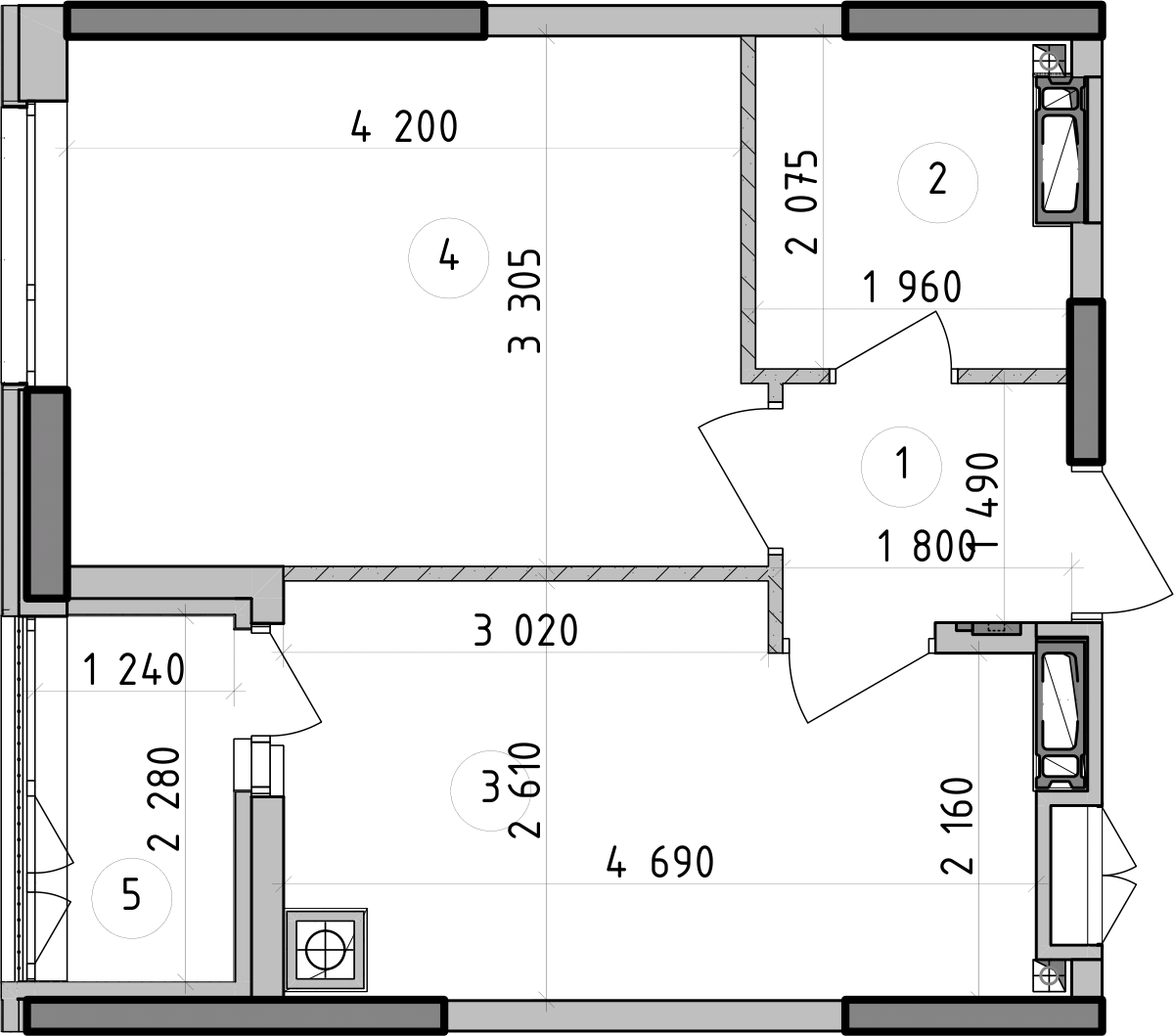 1-кімнатна 34.66 м² в ЖК Оптимісто від 48 000 грн/м², с. Гатне