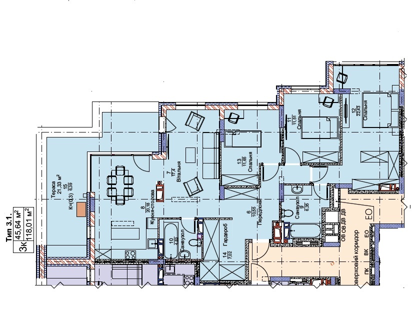 Продаж 3-кімнатної квартири 116.2 м², ЖК Метрополія-2, Будинок 1