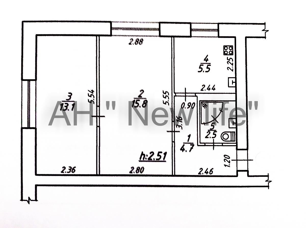 Продажа 2-комнатной квартиры 42 м², Тараса Шевченка просп.