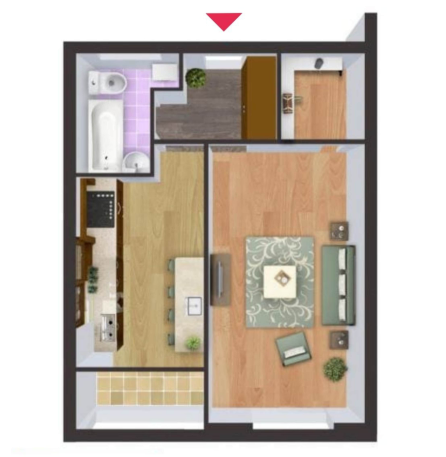 Продаж 1-кімнатної квартири 39.8 м²