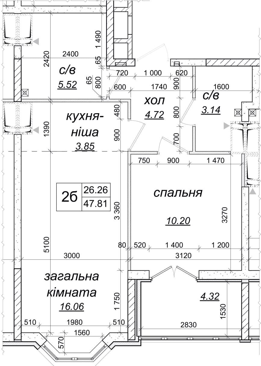 Продажа 2-комнатной квартиры 47 м², Пригородная ул., 26