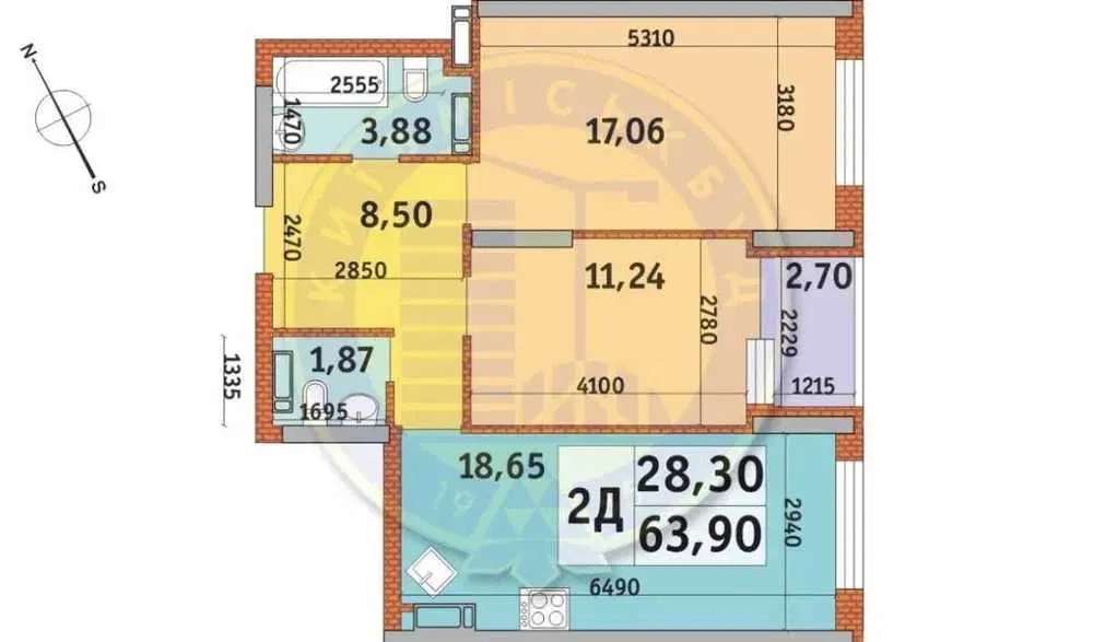 Продажа 2-комнатной квартиры 63 м², Причальная ул.