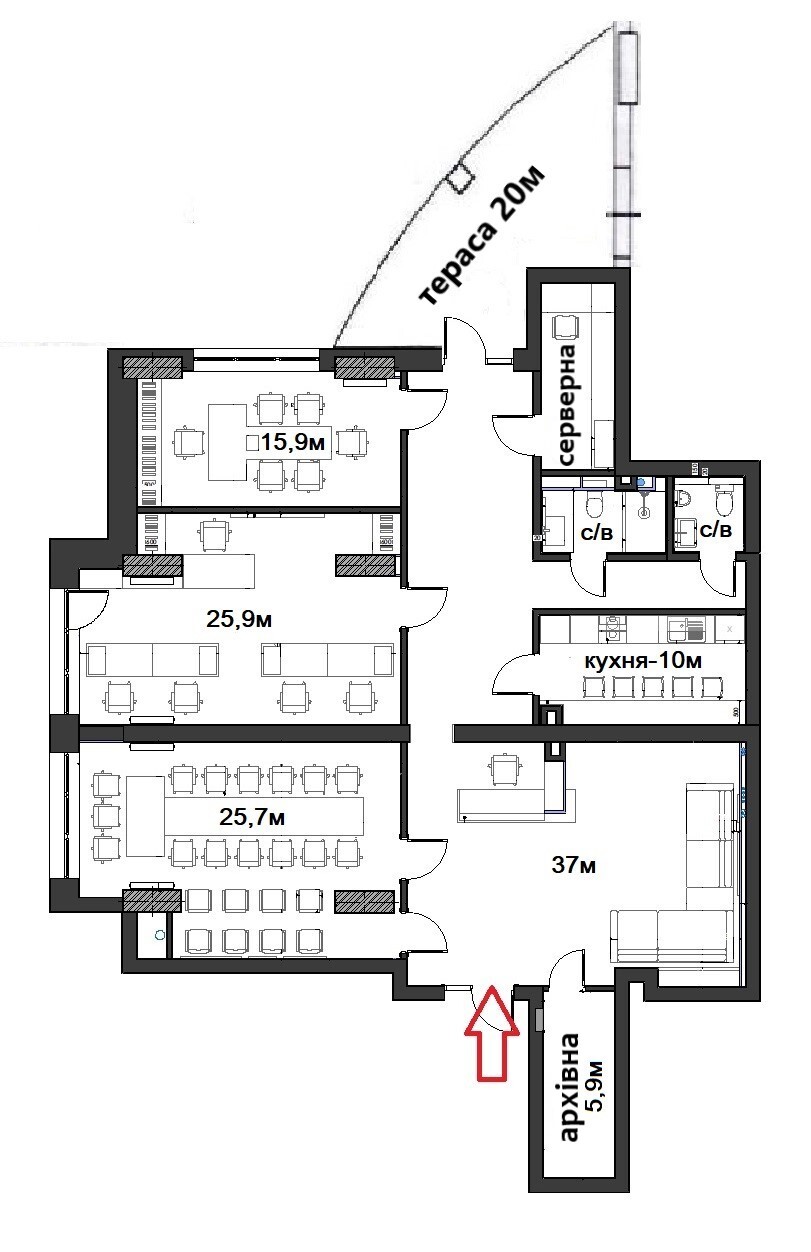 Оренда офісу 190 м², Глибочицька вул., 32А
