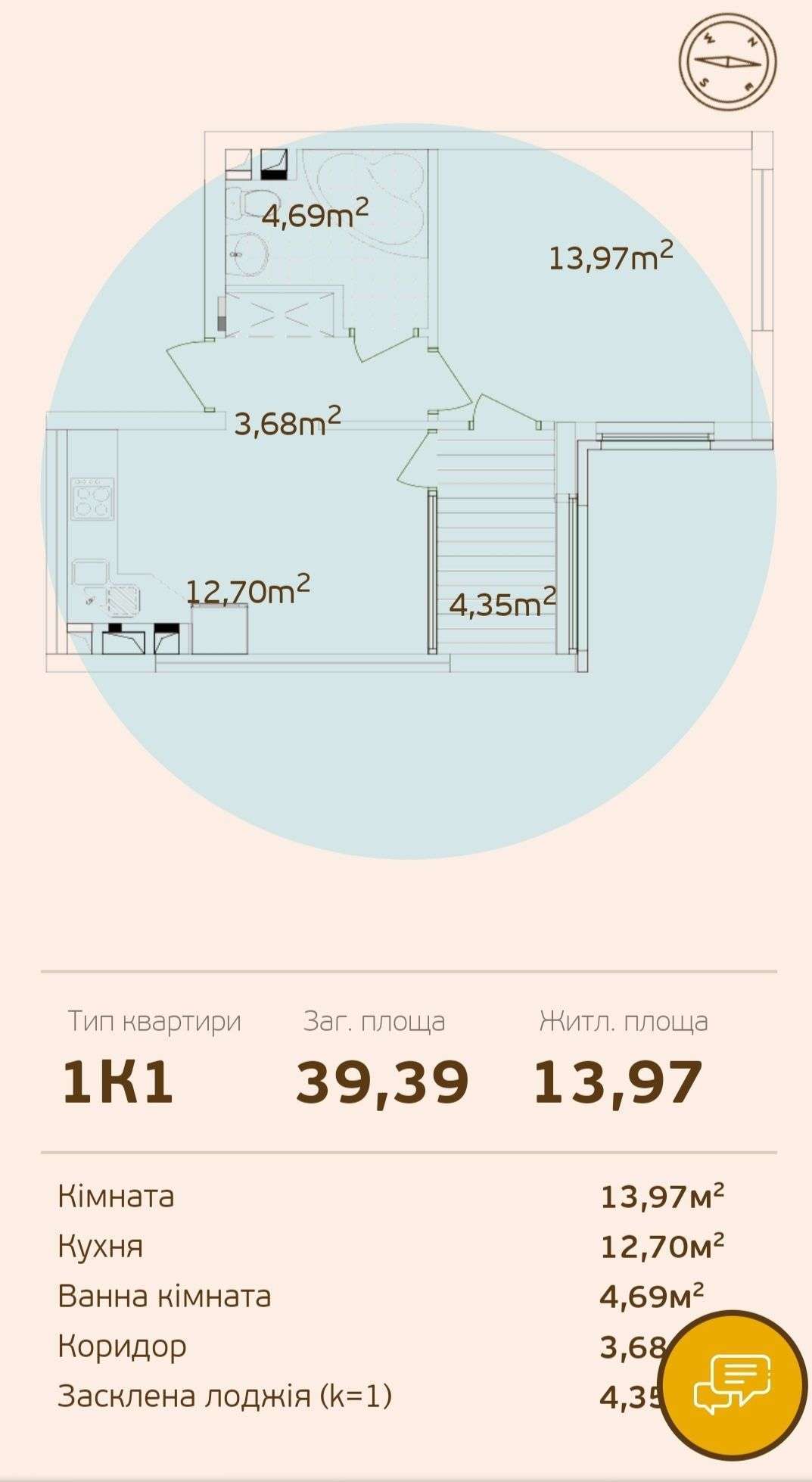 Продаж 1-кімнатної квартири 40 м², Олександра Олеся вул.