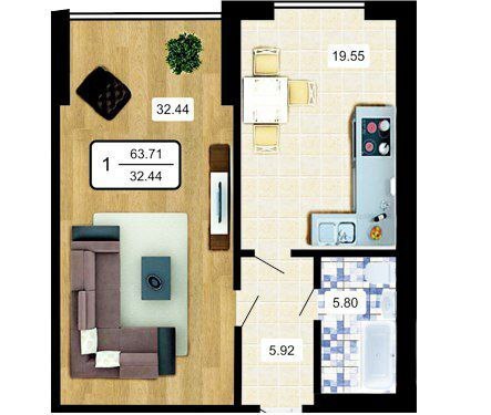 Продажа 1-комнатной квартиры 66 м², Старогородская ул., 1/1