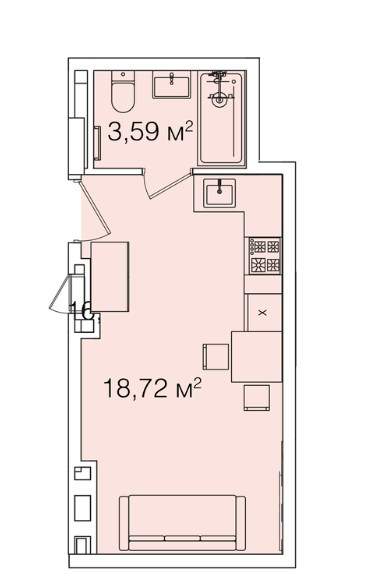 1-комнатная 22.31 м² в ЖК Smart House от 75 859 грн/м², Львов