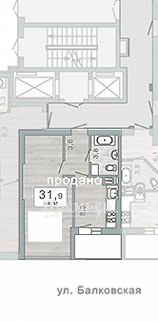 Продаж 1-кімнатної квартири 40 м², Балківська вул.