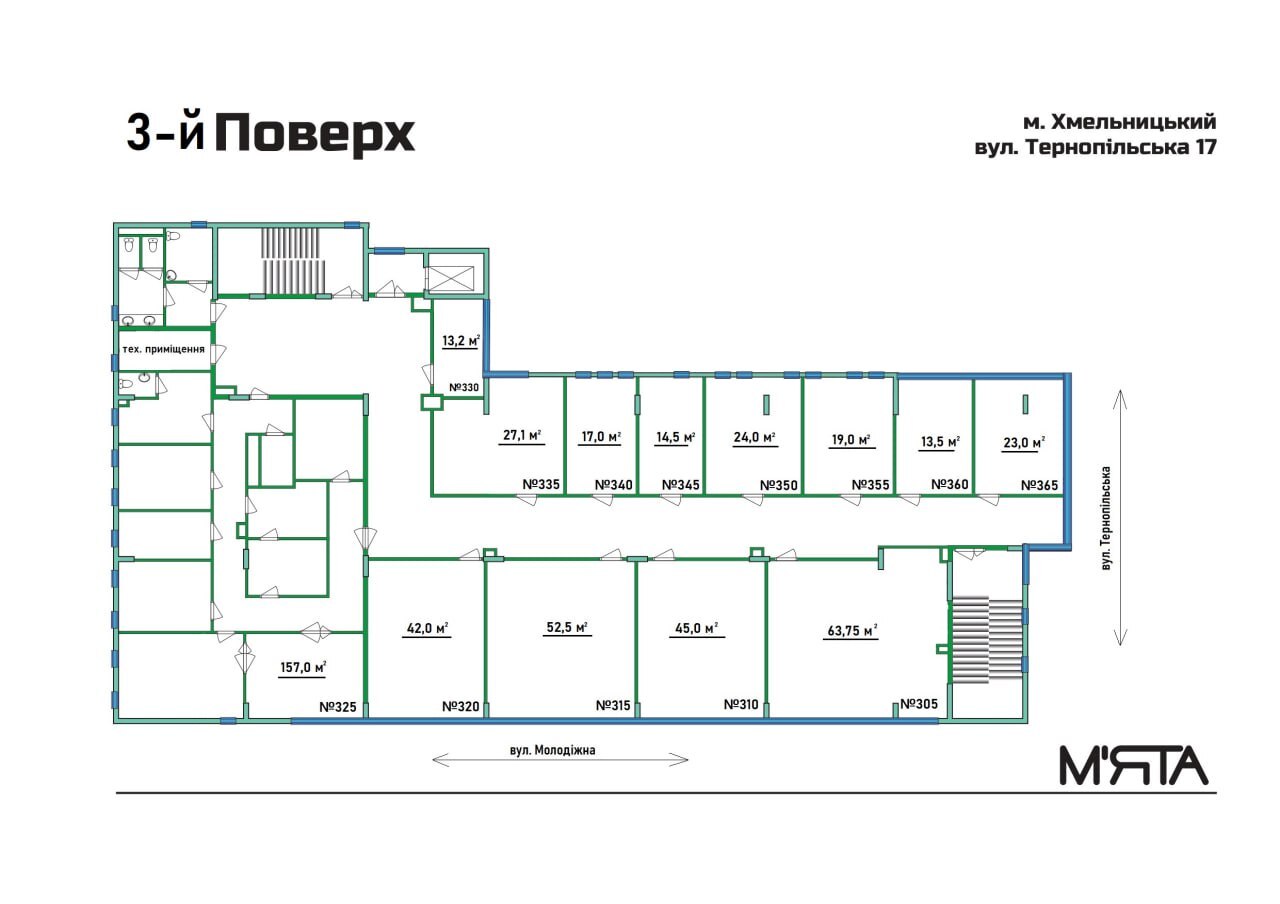 Продаж офісу 53.36 м², Тернопільська вул.