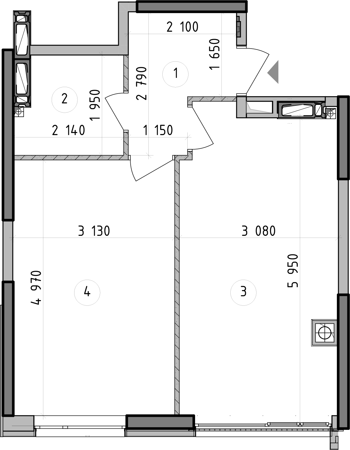 1-комнатная 42.32 м² в ЖК Оптимісто от 41 200 грн/м², с. Гатное