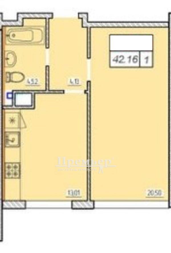 Продаж 1-кімнатної квартири 42 м², Перлинна вул.