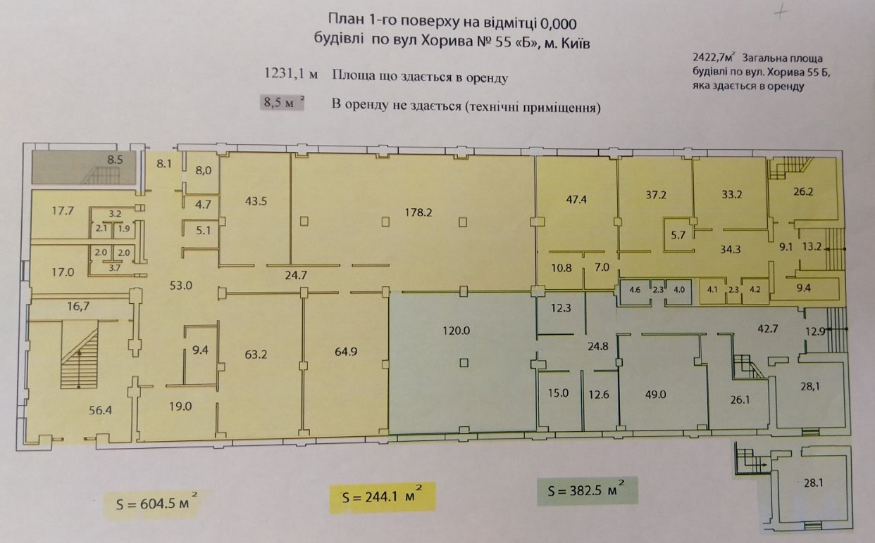 Оренда офісу 2400 м², Хорива вул.