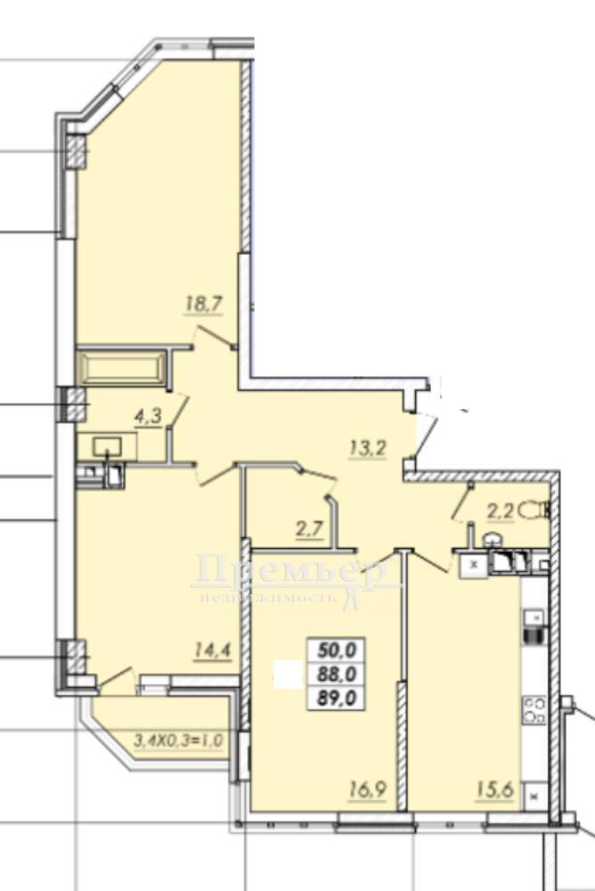 Продаж 3-кімнатної квартири 90 м², Овидиопольская дор.