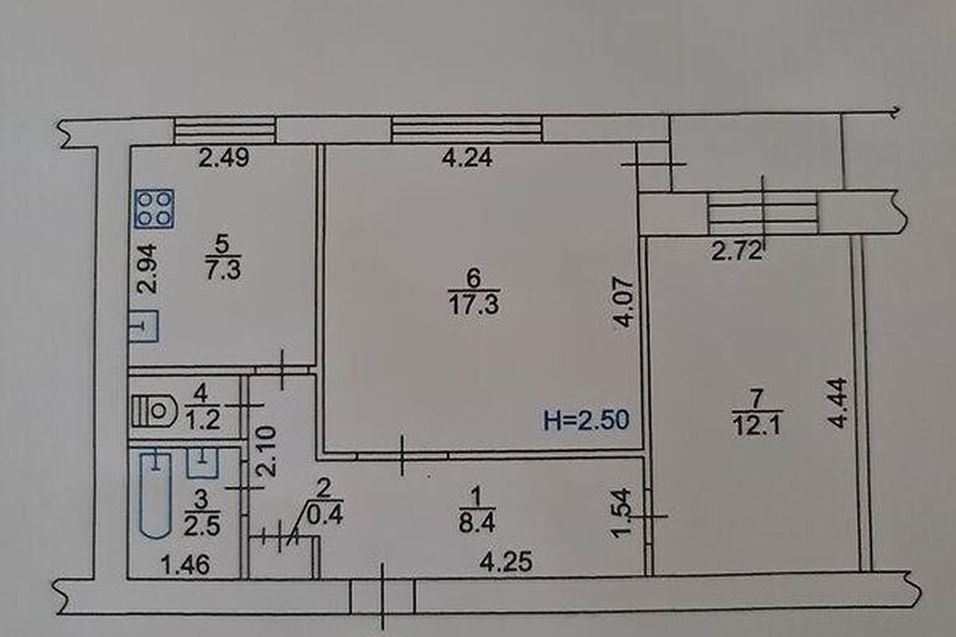 Продаж 2-кімнатної квартири 52 м², Котляревського вул., 7