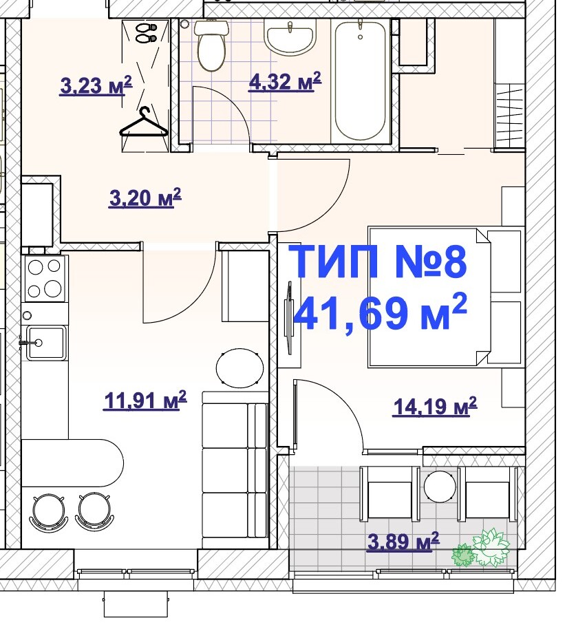 1-комнатная 41.69 м² в ЖК BARVY от 32 636 грн/м², Днепр