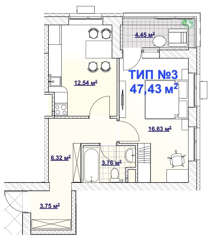 1-комнатная 47.43 м² в ЖК BARVY от 27 860 грн/м², Днепр