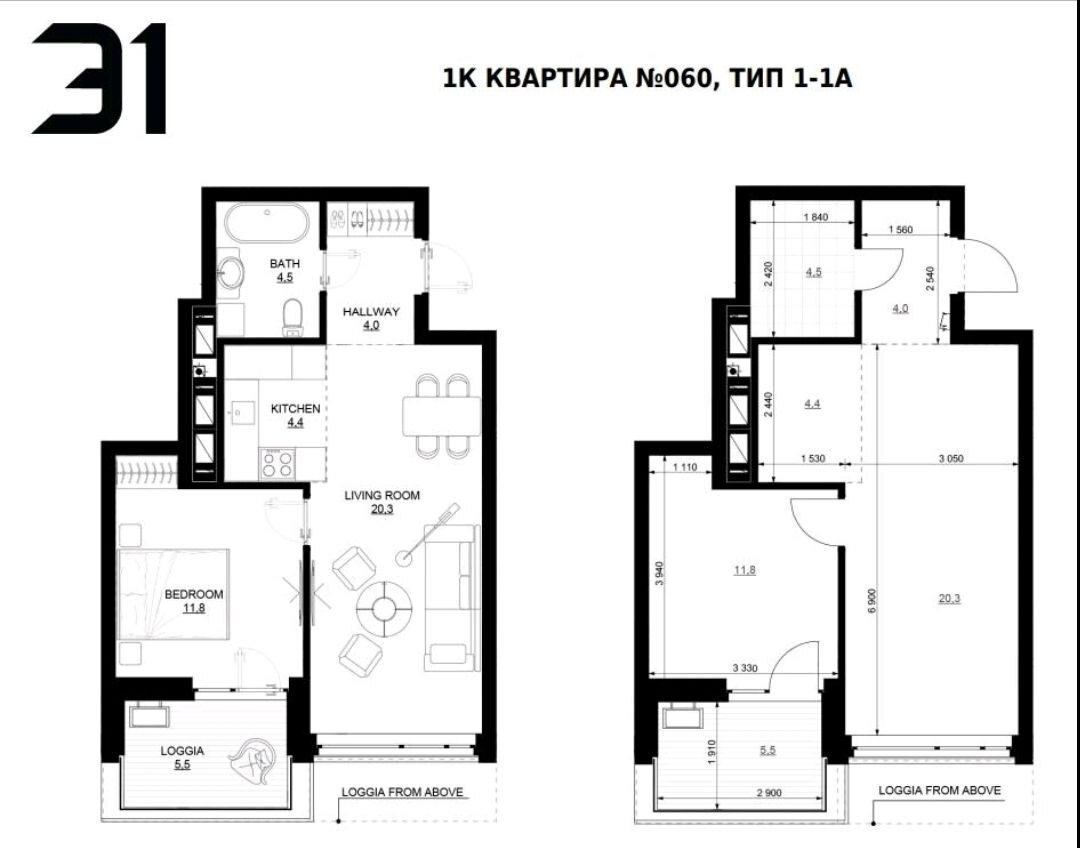 Продажа 1-комнатной квартиры 47.8 м², Драгоманова ул., 31з