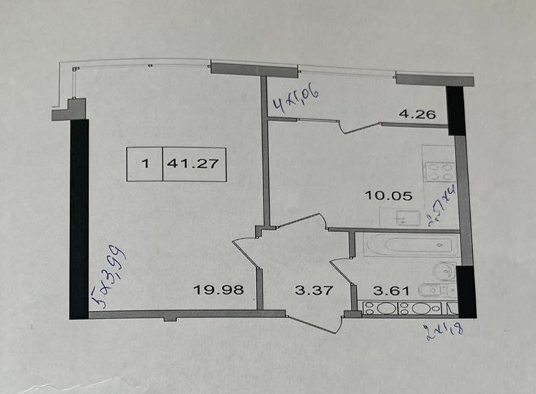 Продажа 1-комнатной квартиры 41.2 м², Василия Спрейса ул.