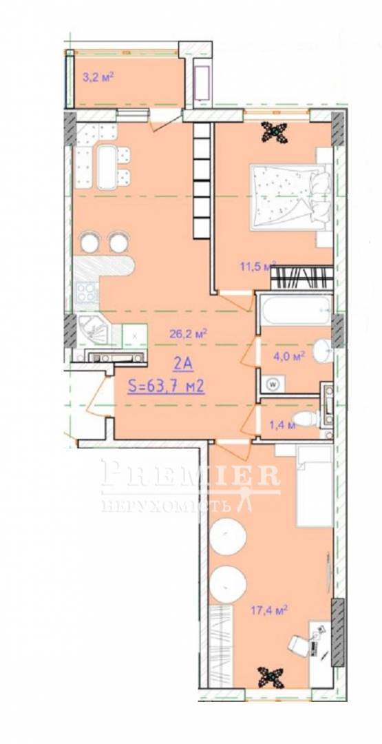 Продаж 2-кімнатної квартири 64 м², Академіка Вільямса вул.